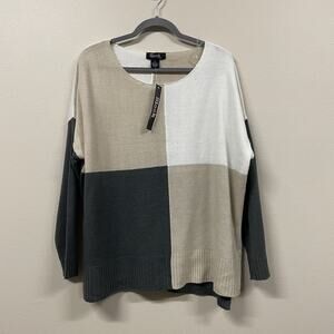 Sleek By R7 Neutral Colorblock Tight Knit Sweater Womens Size 2X